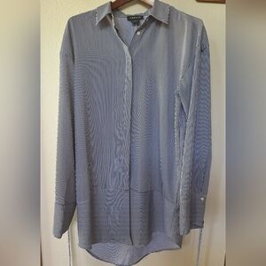 Trouve Womens Black/White Pinstriped Lagenlook Top. Oversized. Size S